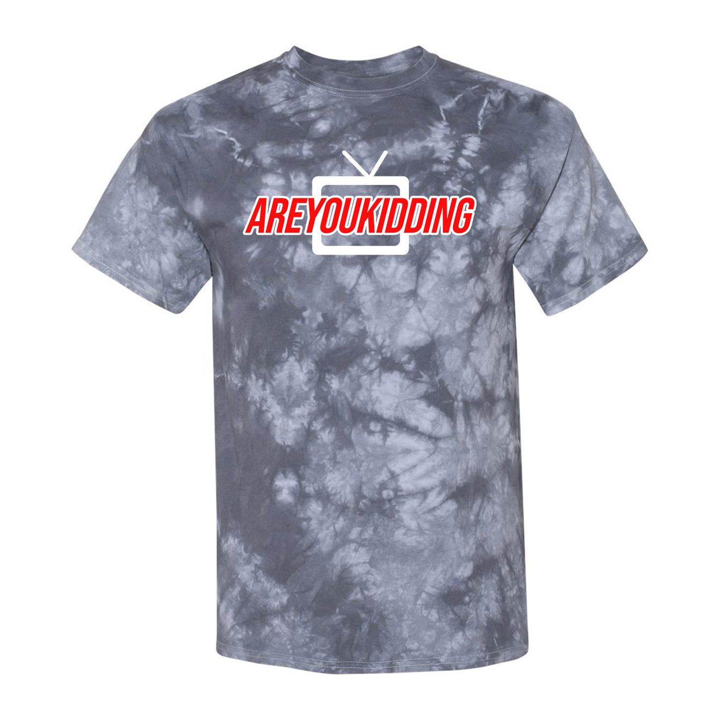 TV AREYOUKIDDING Red and White Logo - Crystal Dye Tee