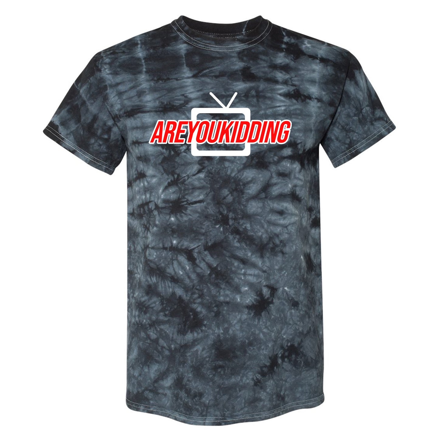 TV AREYOUKIDDING Red and White Logo - Crystal Dye Tee