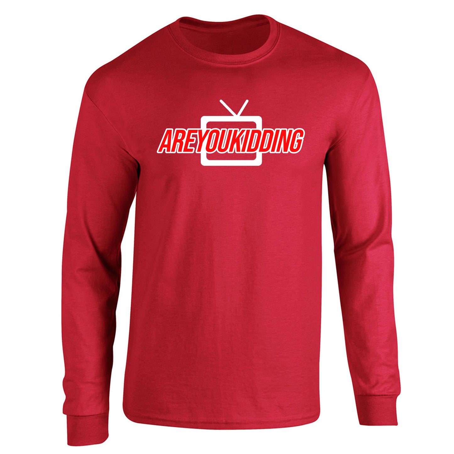 TV AREYOUKIDDING Red and White - Long Sleeve